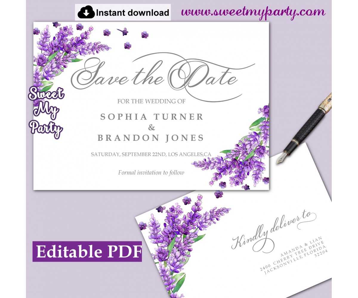 Lavender Save The Date Card Printable Template,save The Date Card,(131) For Save The Date Cards Templates