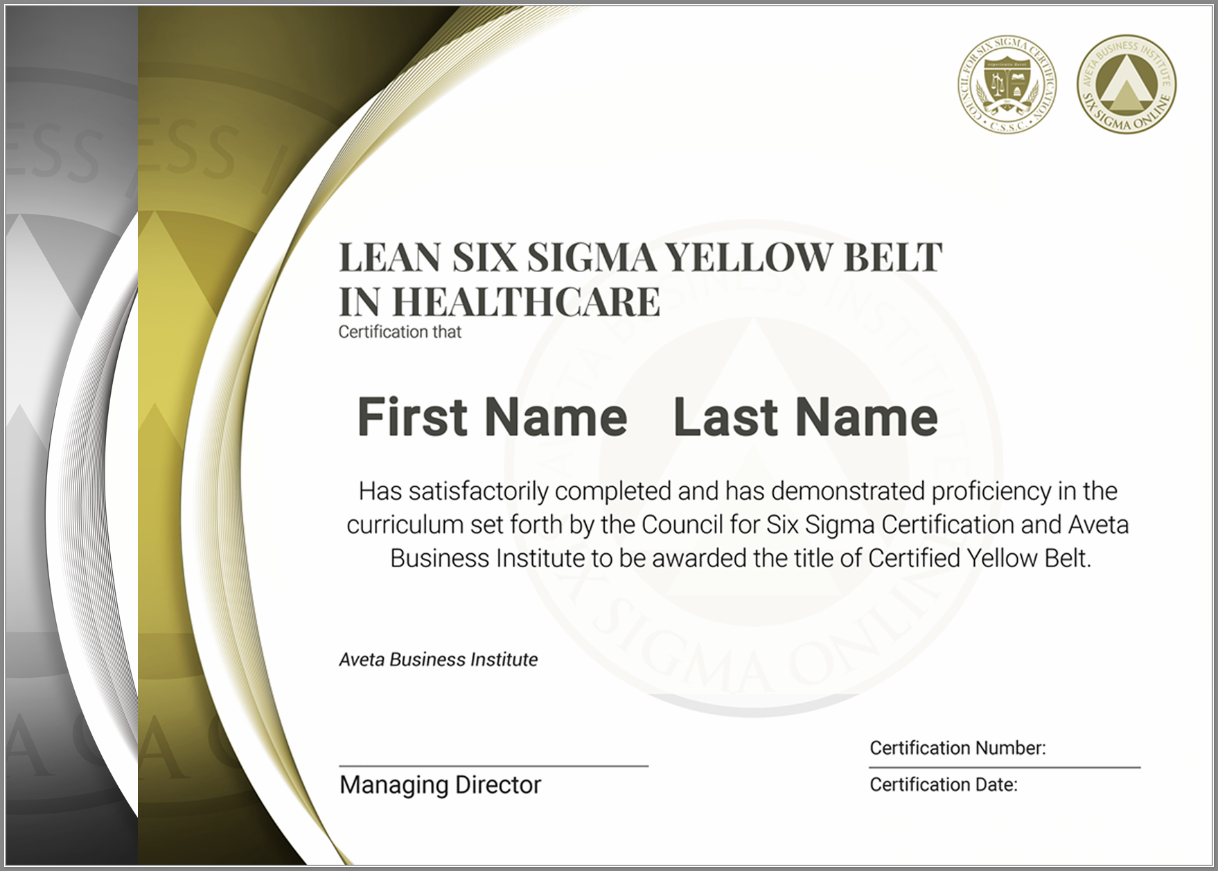 Lean Six Sigma Yellow Belt Certification In Healthcare Pertaining To Green Belt Certificate Template