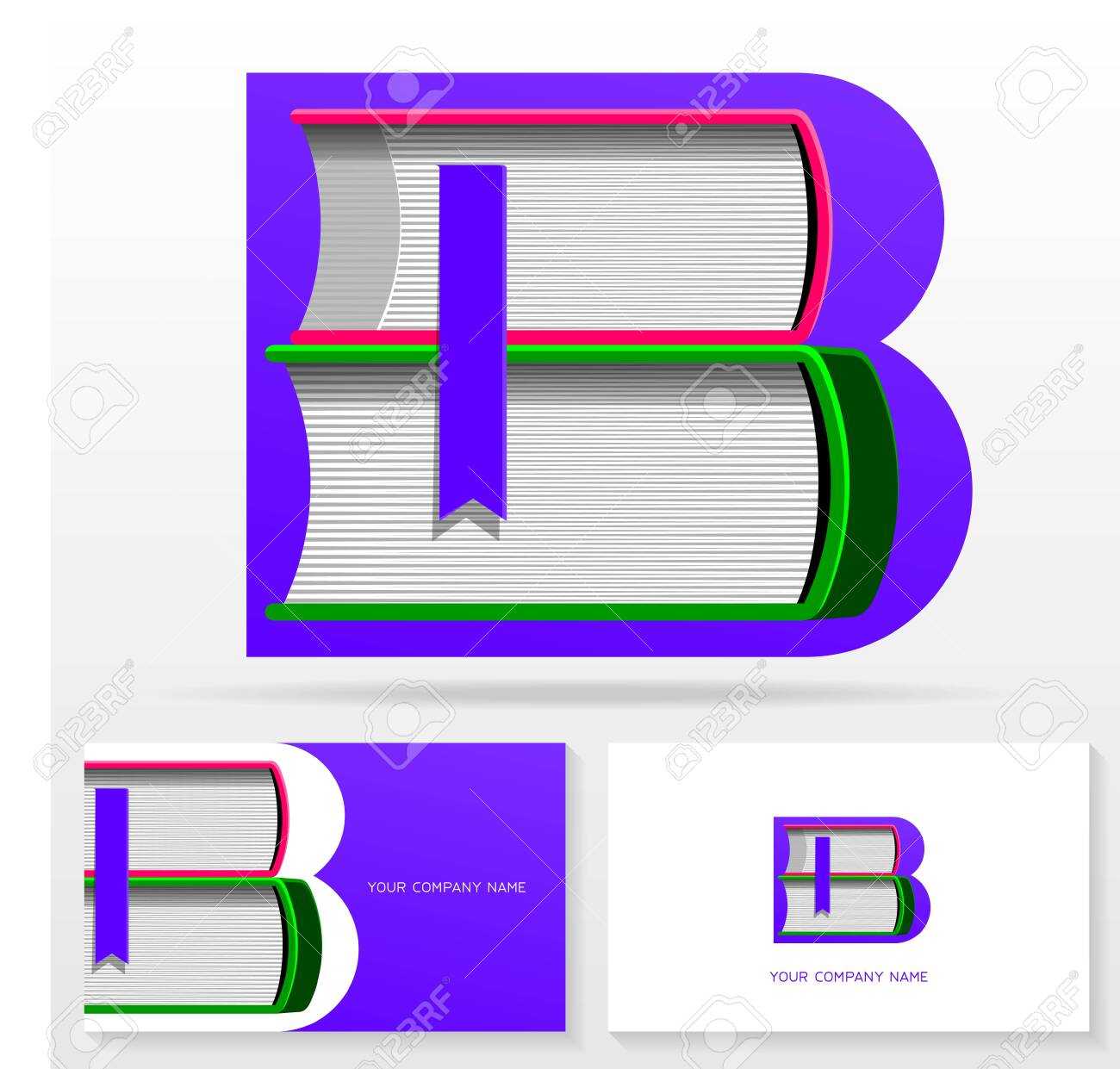 Letter B Logo Design Template. Letter B Made Of Books. Colorful.. Regarding Library Catalog Card Template