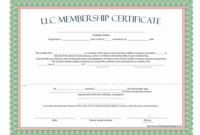 Llc Membership Certificate - Free Template within Llc Membership Certificate Template Word