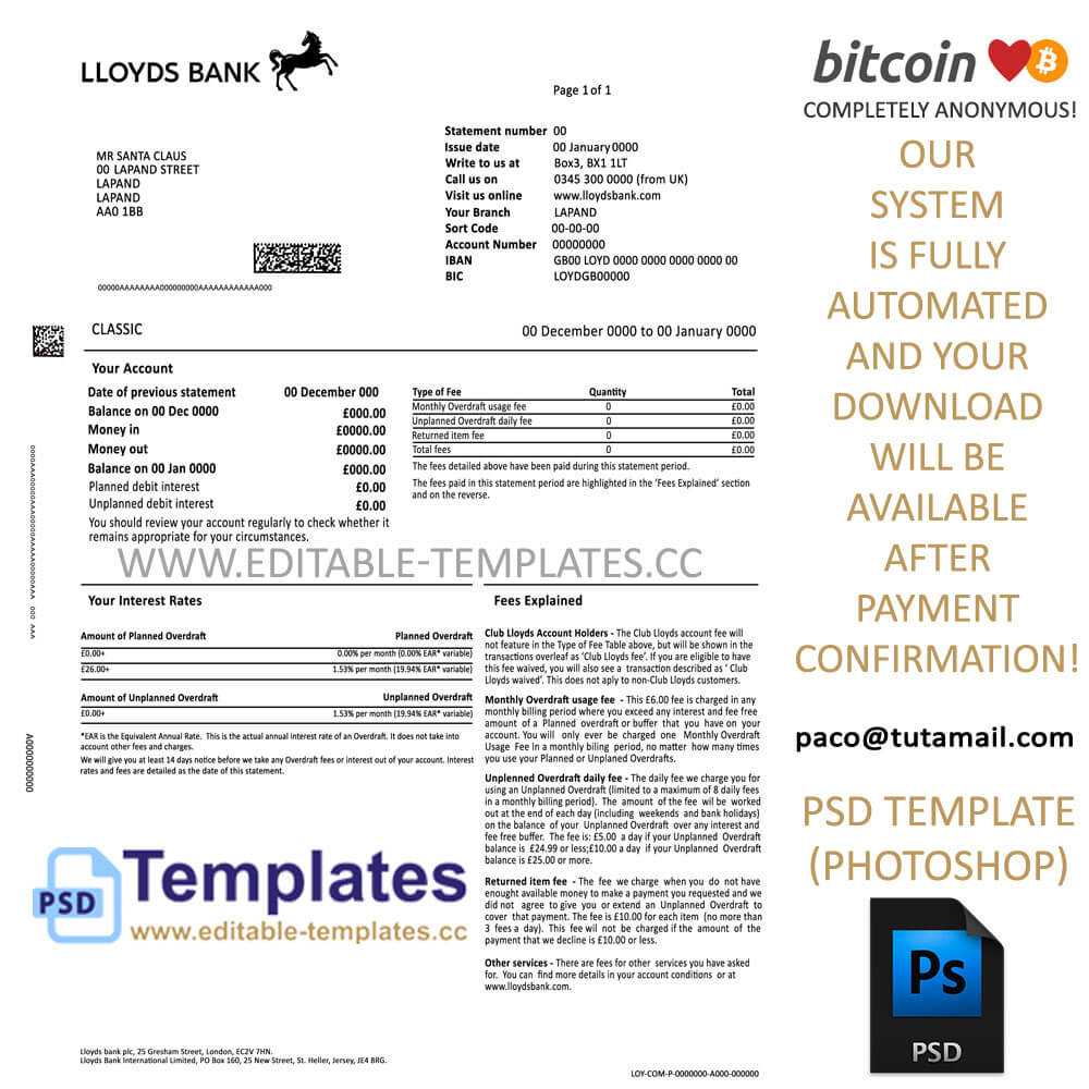 Lloyds Statement Template With Credit Card Statement Template
