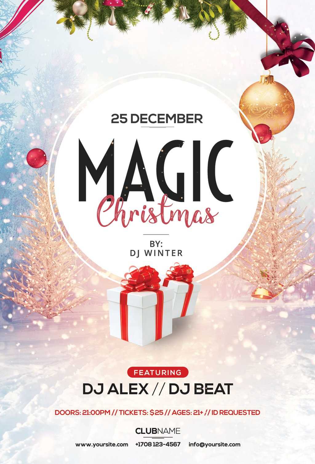 Magic Christmas Free Psd Flyer Template | Freebiedesign Inside Christmas Brochure Templates Free