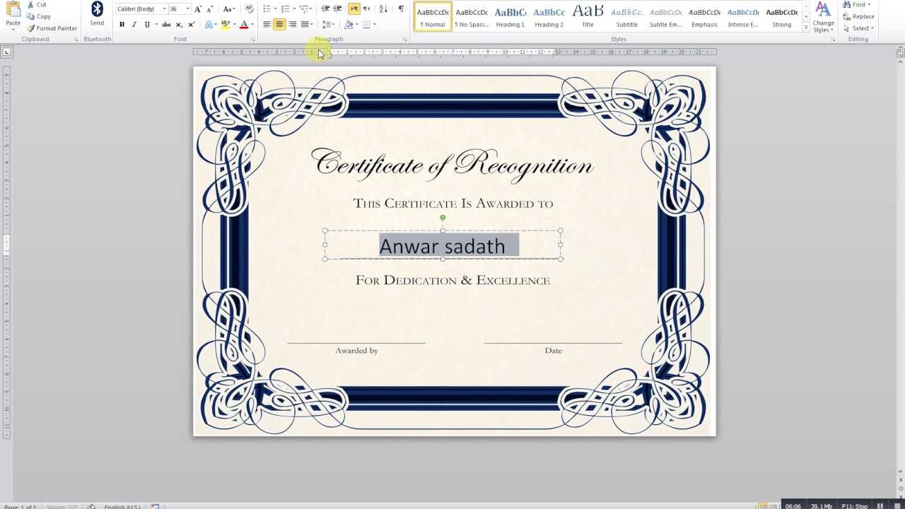 Make A Certificate In Word – Falep.midnightpig.co In Word 2013 Certificate Template