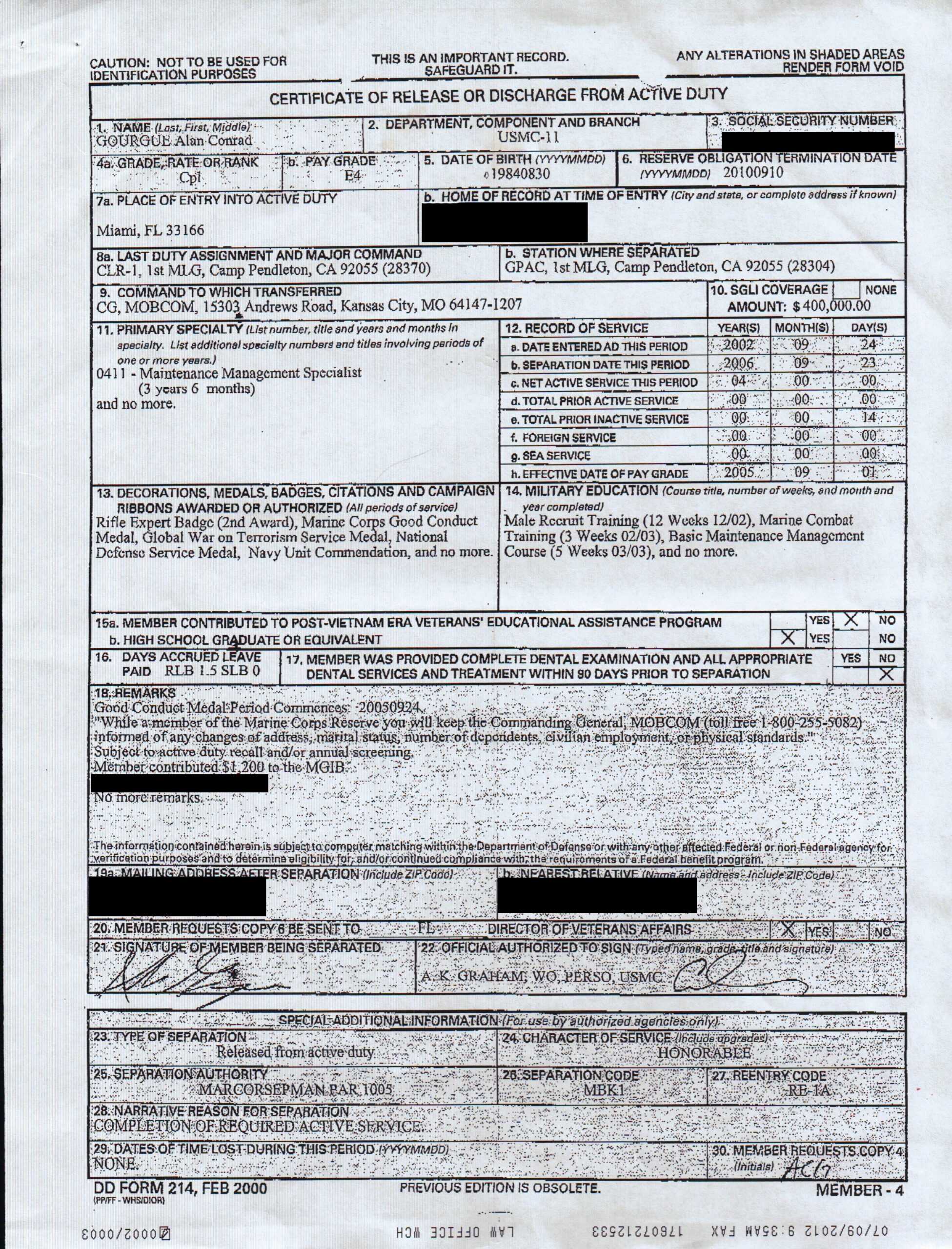Marines Catch 'deserter'  5 Years After His Honorable Inside Usmc Meal Card Template