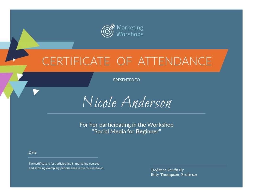 Marketing Workshop - Certificate Template - Visme Regarding Workshop Certificate Template