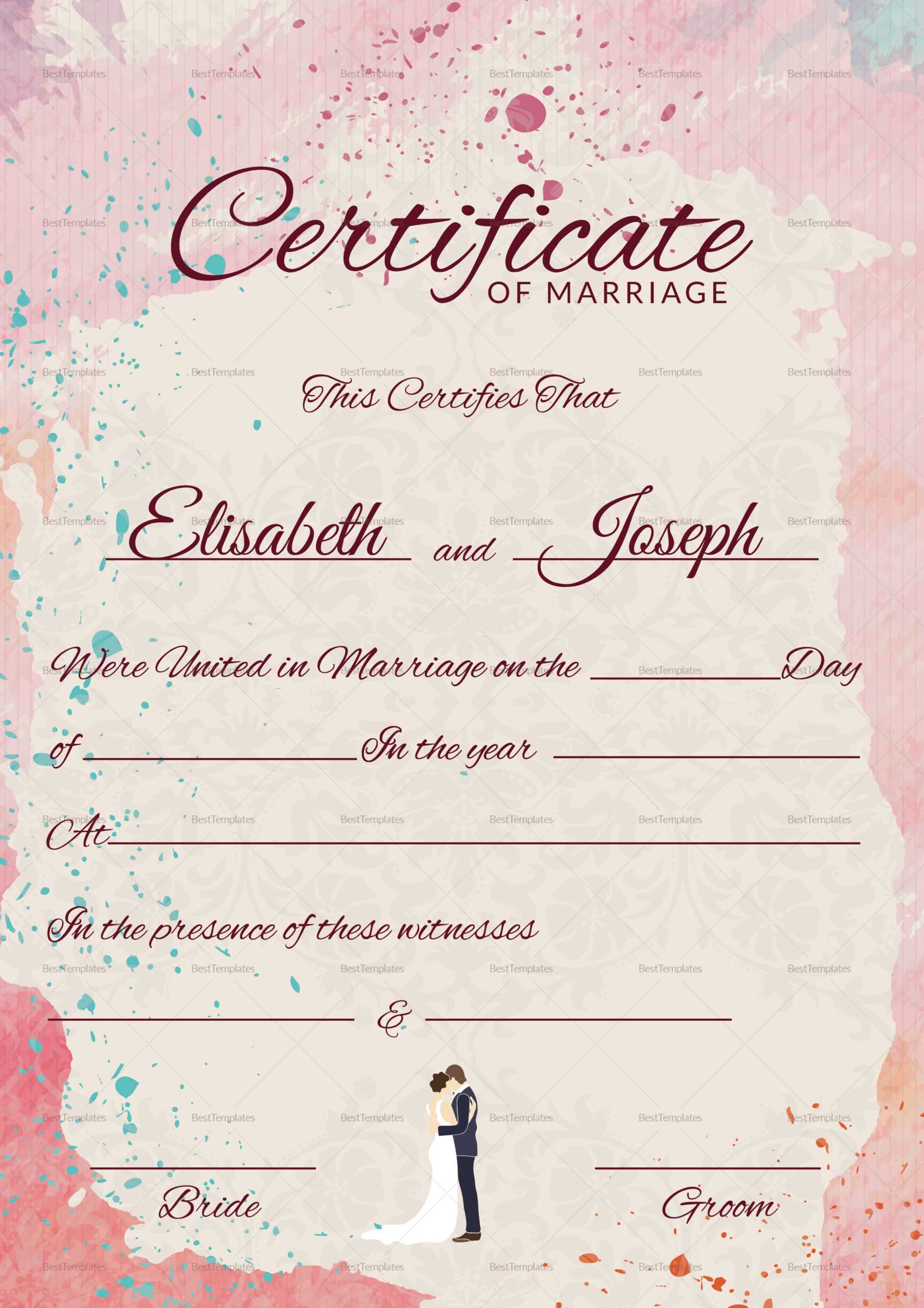 Marriage Certificate Design – Yeppe.digitalfuturesconsortium Regarding Certificate Of Marriage Template