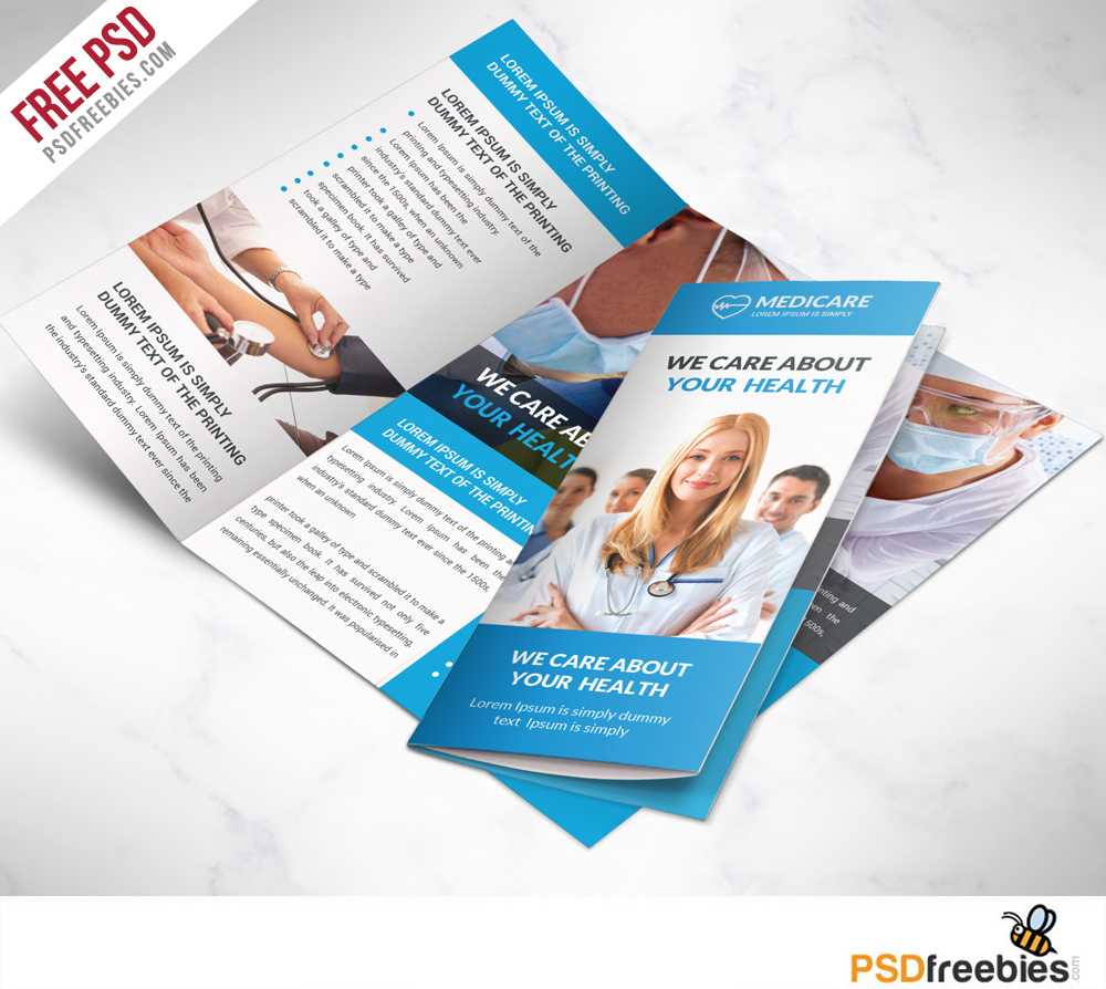Medical Care And Hospital Trifold Brochure Template Free Psd In 3 Fold Brochure Template Psd