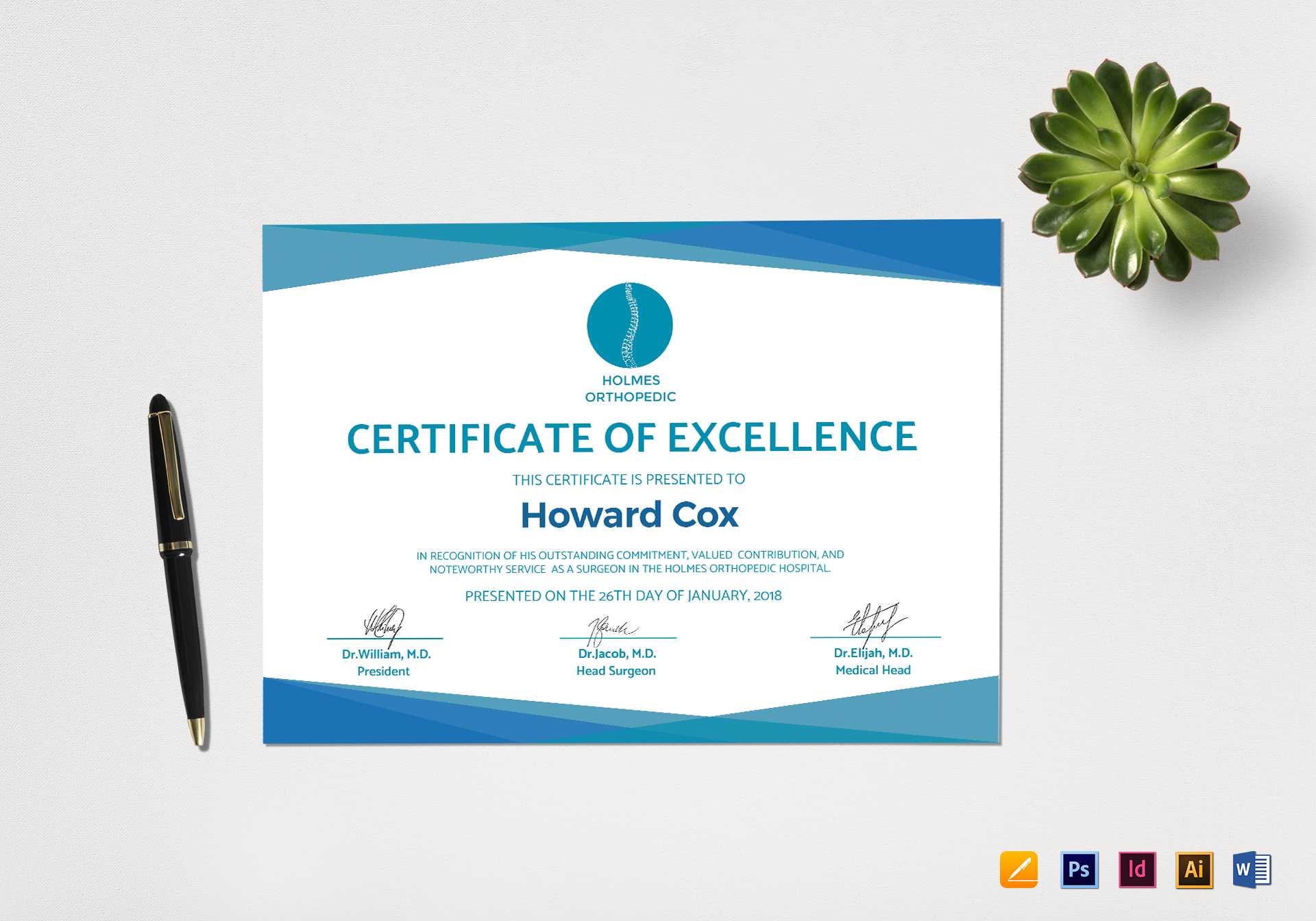 Medical Excellence Certificate Template Regarding Indesign Certificate Template