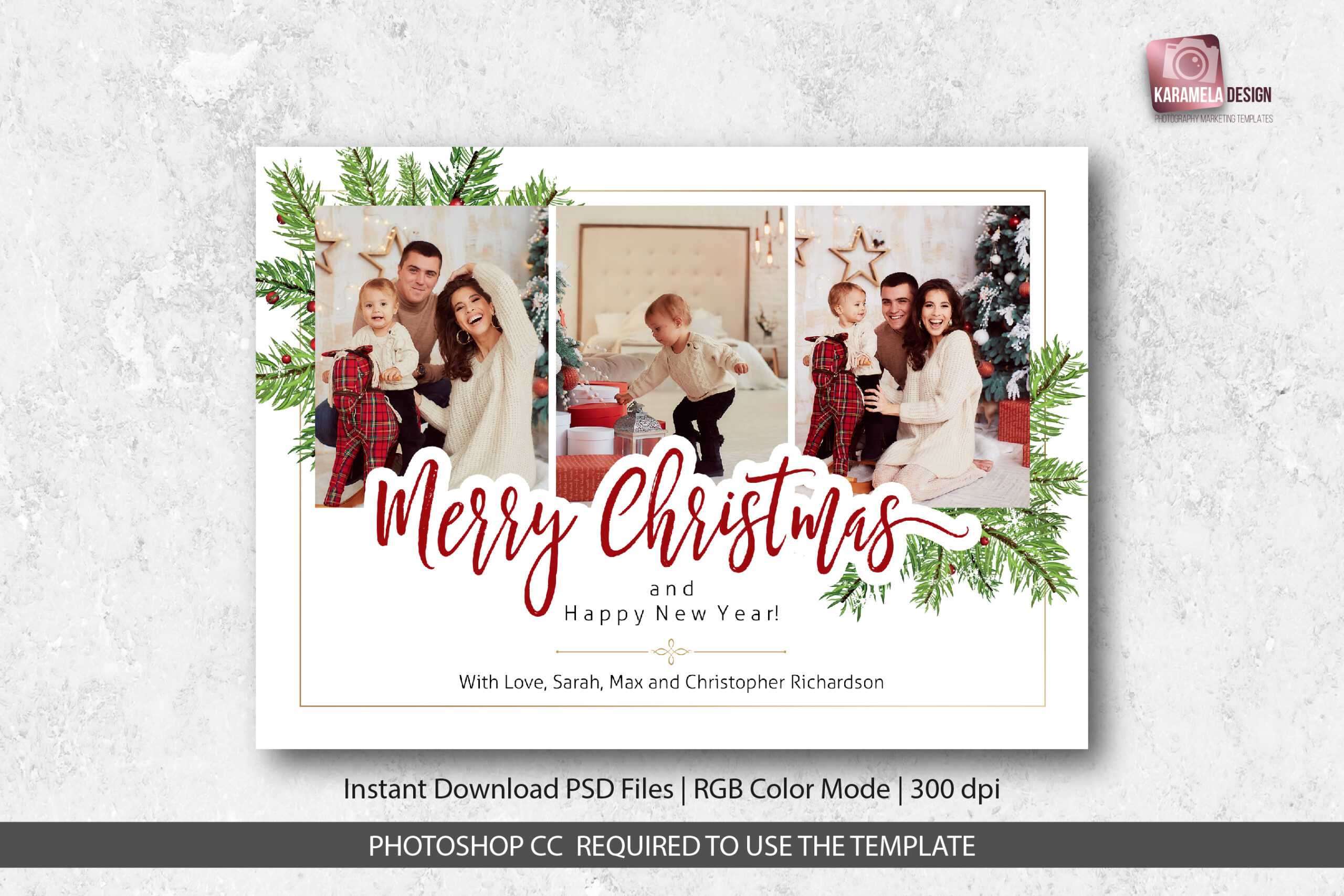 Merry Christmas Card Template Intended For Christmas Photo Card Templates Photoshop