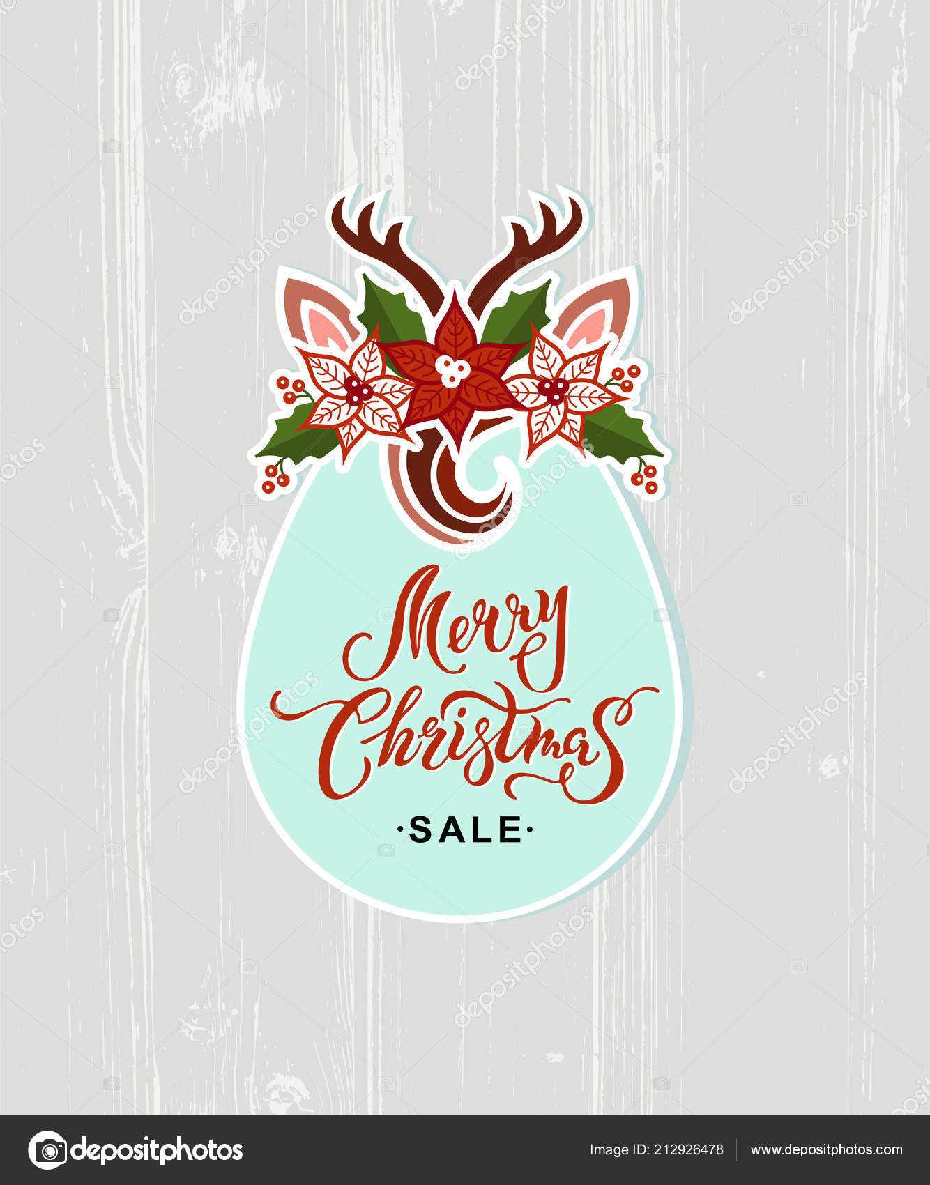 Merry Christmas Sale Card Deer Headband Handwritten With Regard To Headband Card Template