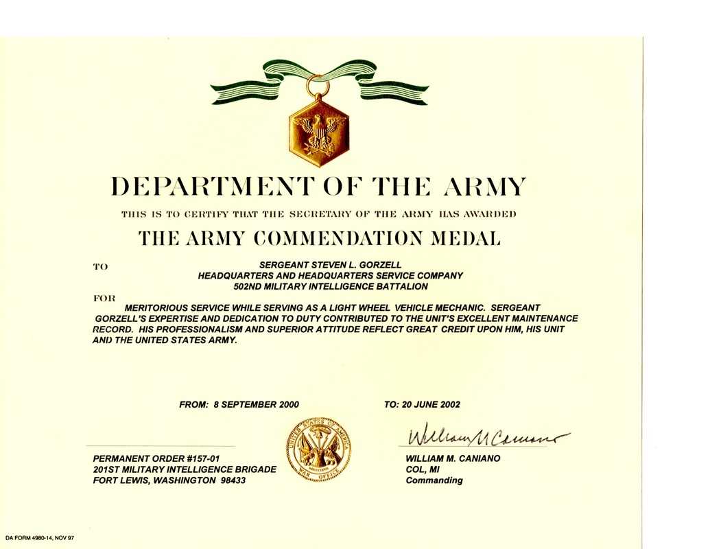 Military Certificates | Template Pertaining To Army Good Conduct Medal Certificate Template