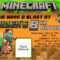 Minecraft Birthday Invitation Template Ideas For Minecraft Within Minecraft Birthday Card Template