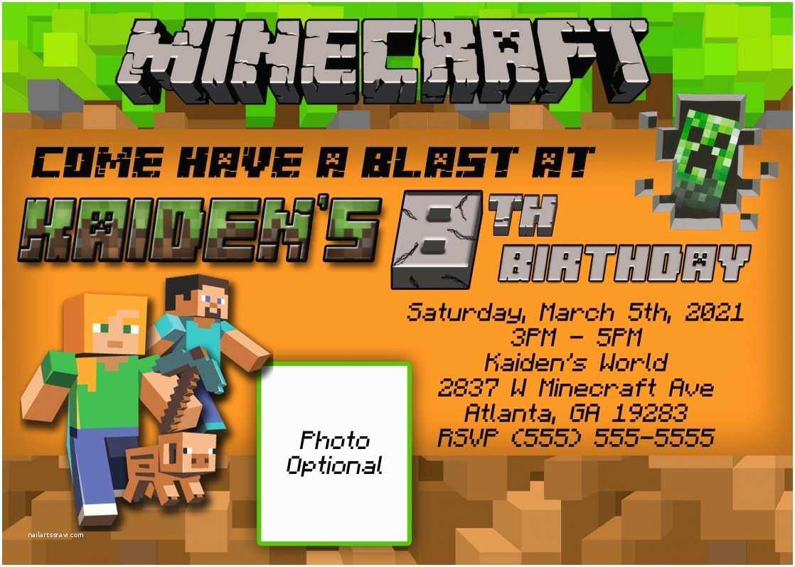 Minecraft Birthday Invitation Template Ideas For Minecraft Within Minecraft Birthday Card Template