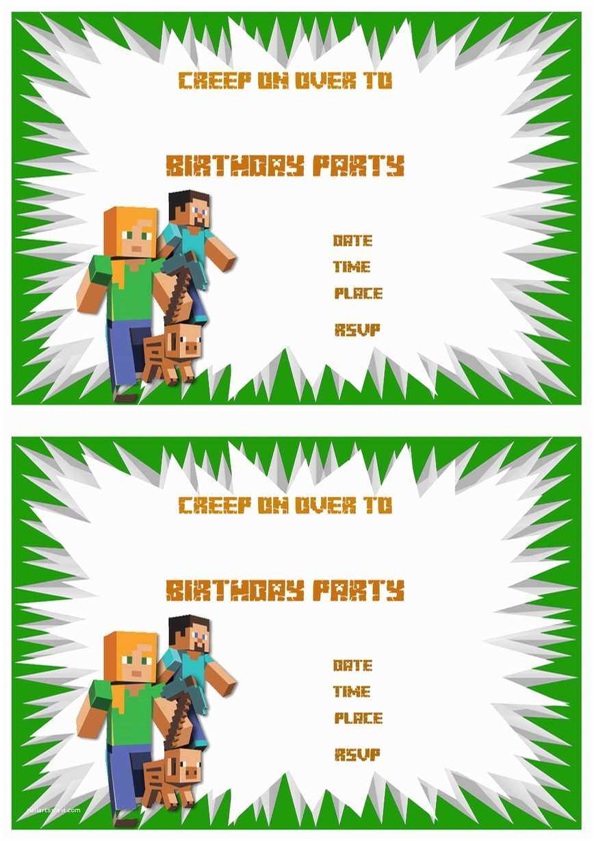 Minecraft Birthday Invitation Template Minecraft Birthday Regarding Minecraft Birthday Card Template
