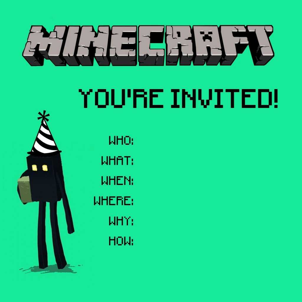 Minecraft Birthday Invitations Free Template | Invitationjpg Intended For Minecraft Birthday Card Template