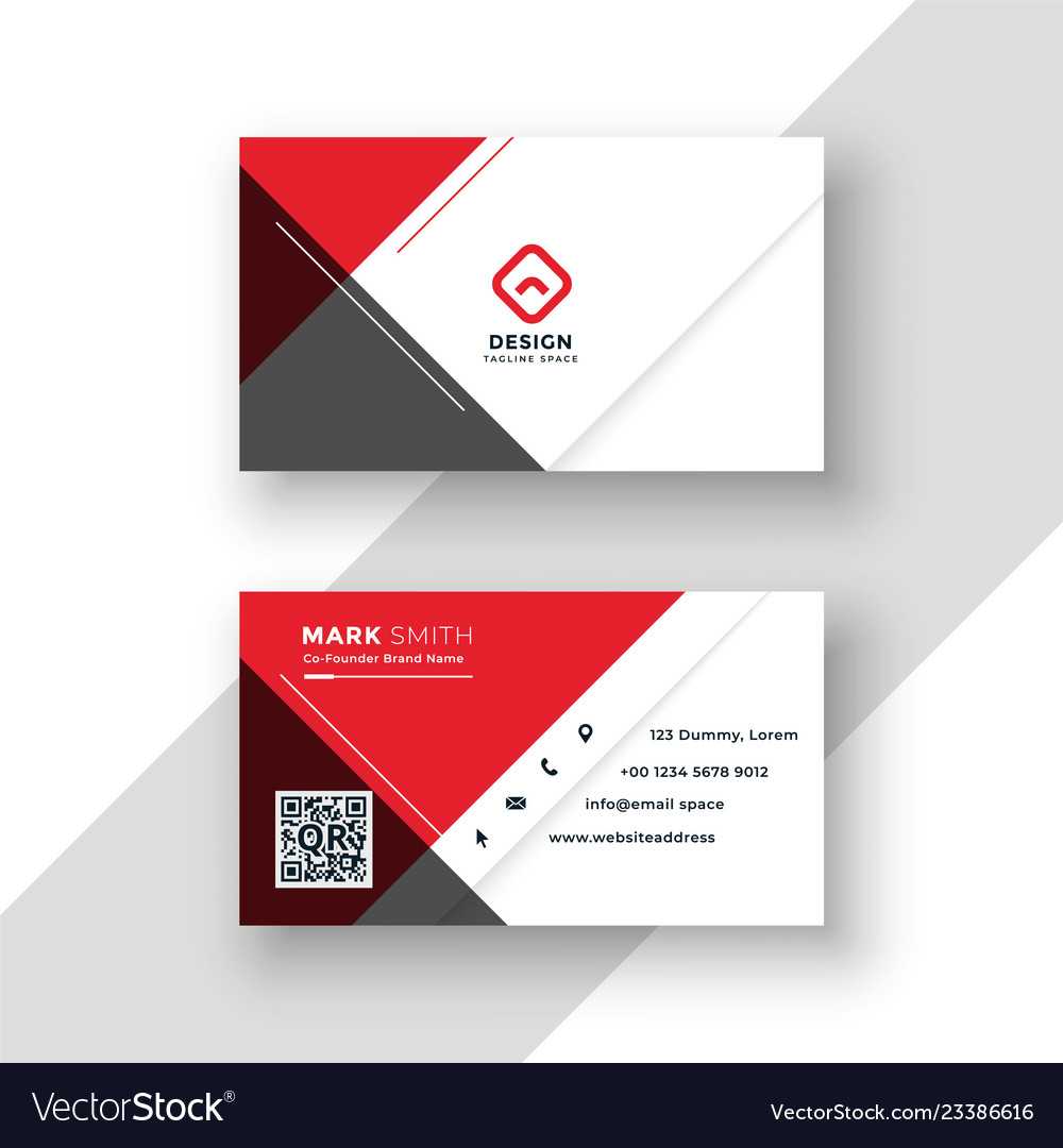 Minimal Red Business Card Template Design With Regard To Visiting Card Illustrator Templates Download