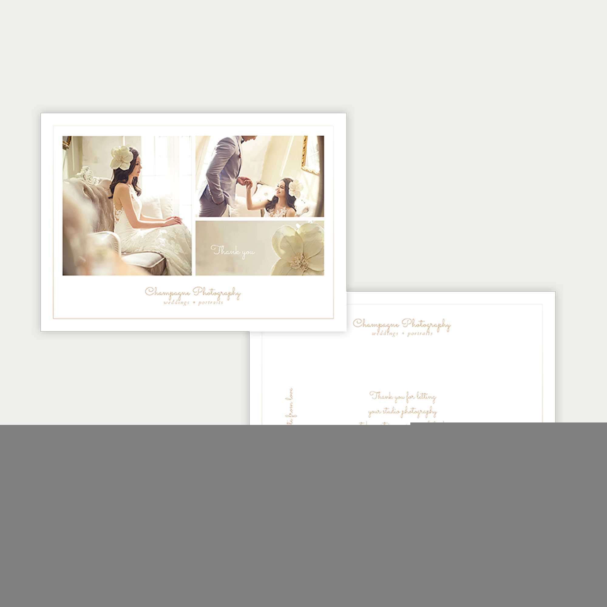 Minimal Thank You Card Template For Wedding Photographers – Champagne  Collection | The Flying Muse Within Template For Wedding Thank You Cards
