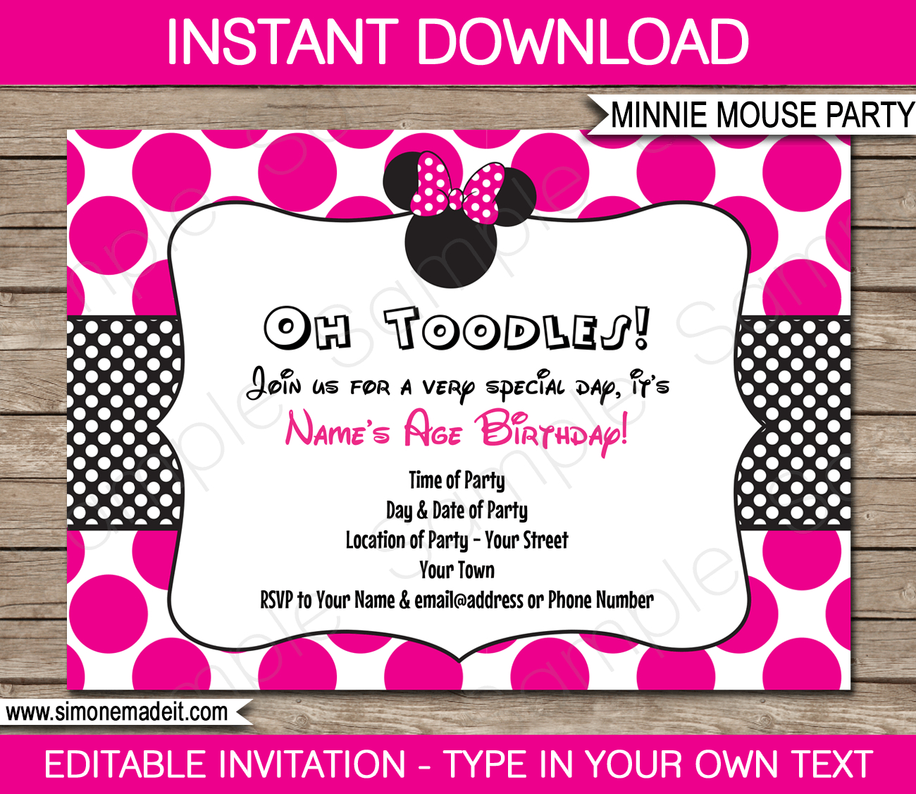 Minnie Mouse Invitations Templates – Calep.midnightpig.co Intended For Minnie Mouse Card Templates