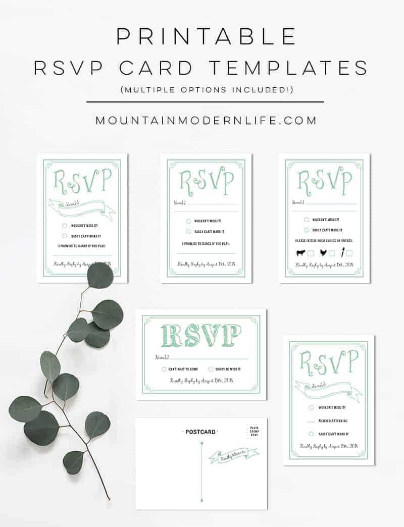Mint Rustic Diy Rsvp Card Inside Template For Rsvp Cards For Wedding