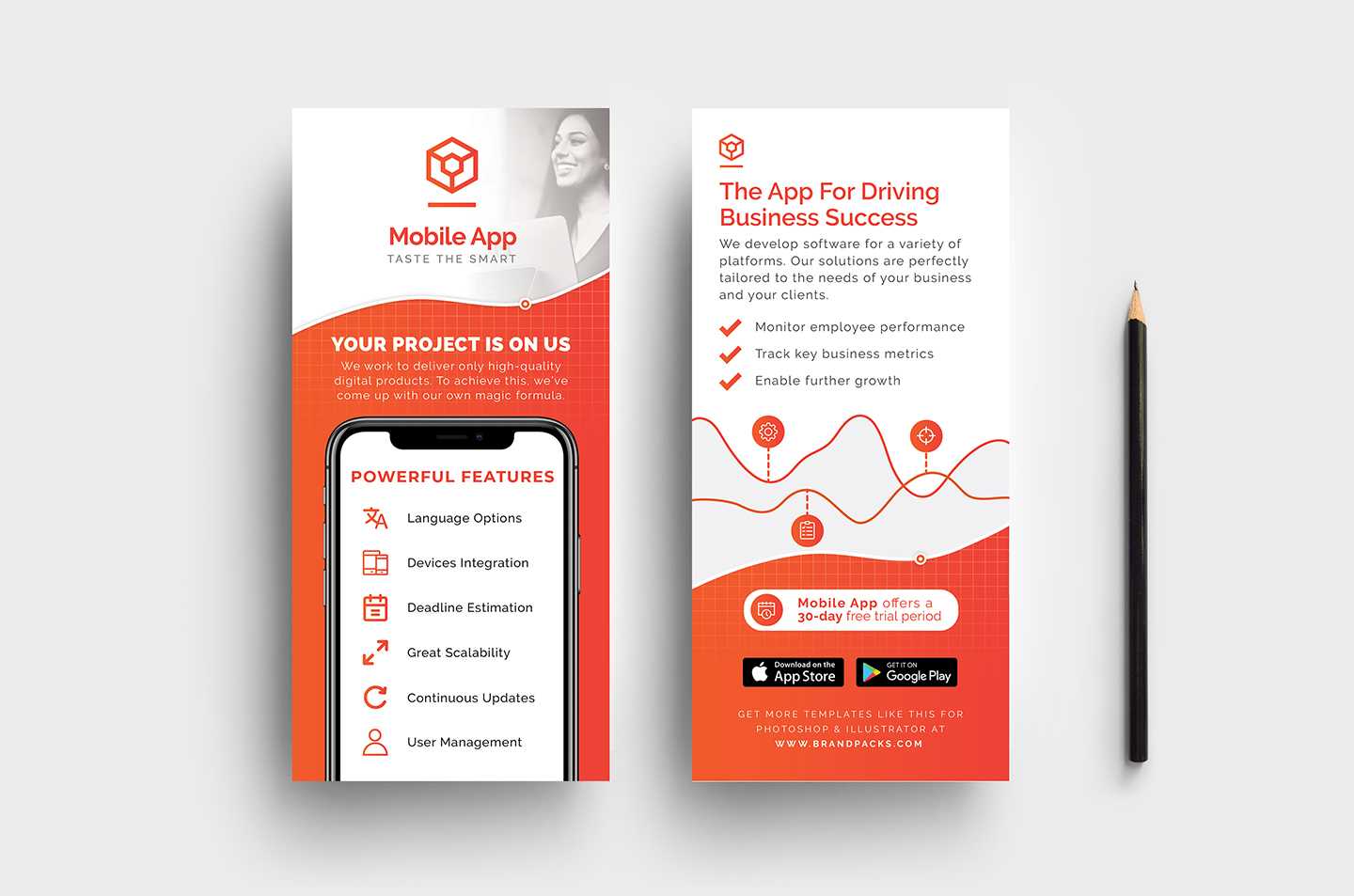 Mobile App Dl Card Template V2 – Psd, Ai, Vector – Brandpacks With Dl Card Template