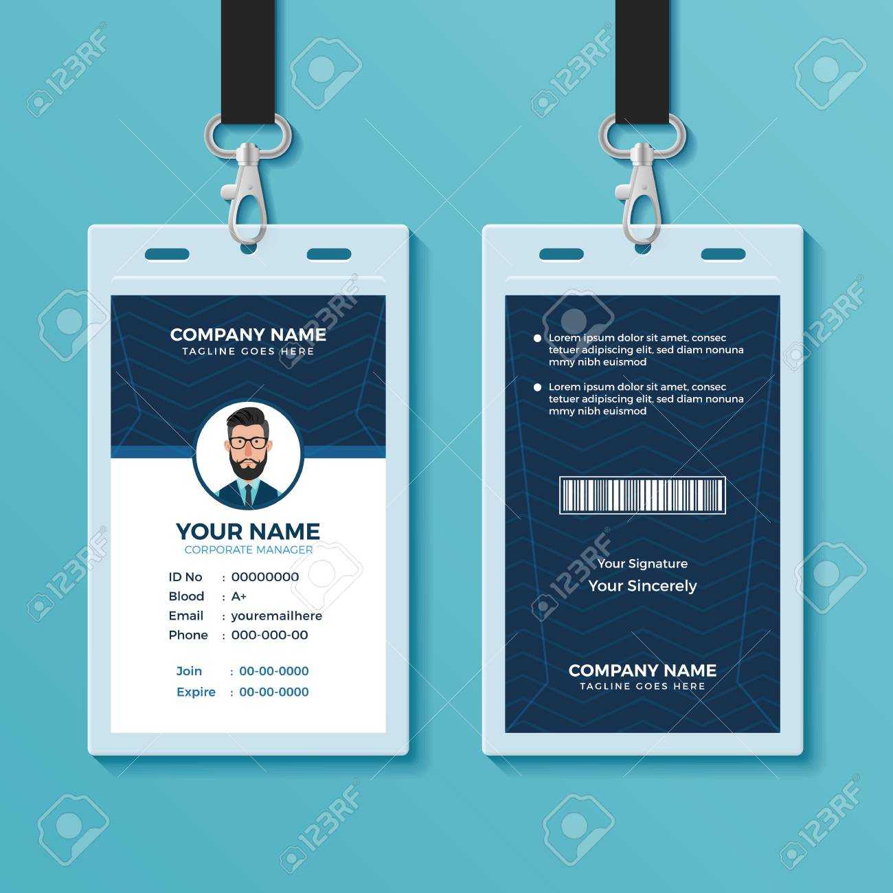 Modern And Clean Id Card Design Template Regarding Portrait Id Card Template