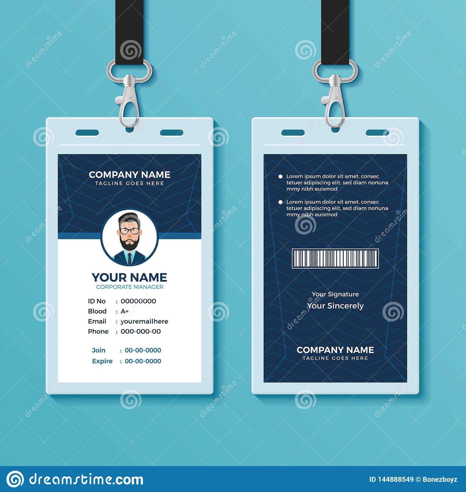 Modern And Clean Id Card Design Template Stock Vector Regarding Company Id Card Design Template