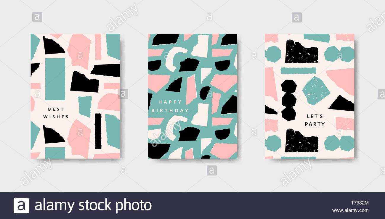 Modern And Playful Greeting Card Templates With Paper Cut For Birthday Card Collage Template