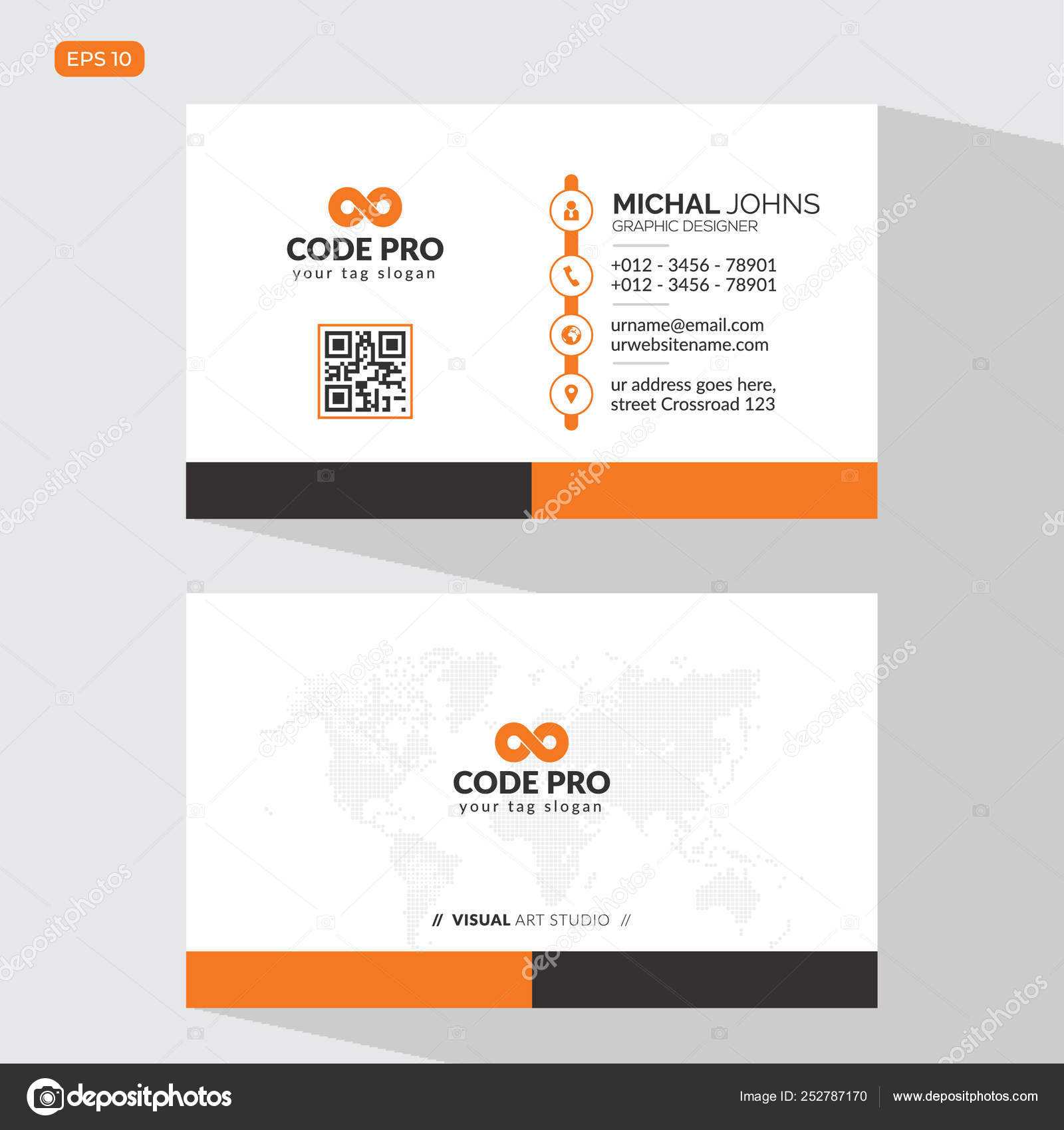 Modern Creative Business Card Name Card Horizontal Simple With Place Card Size Template
