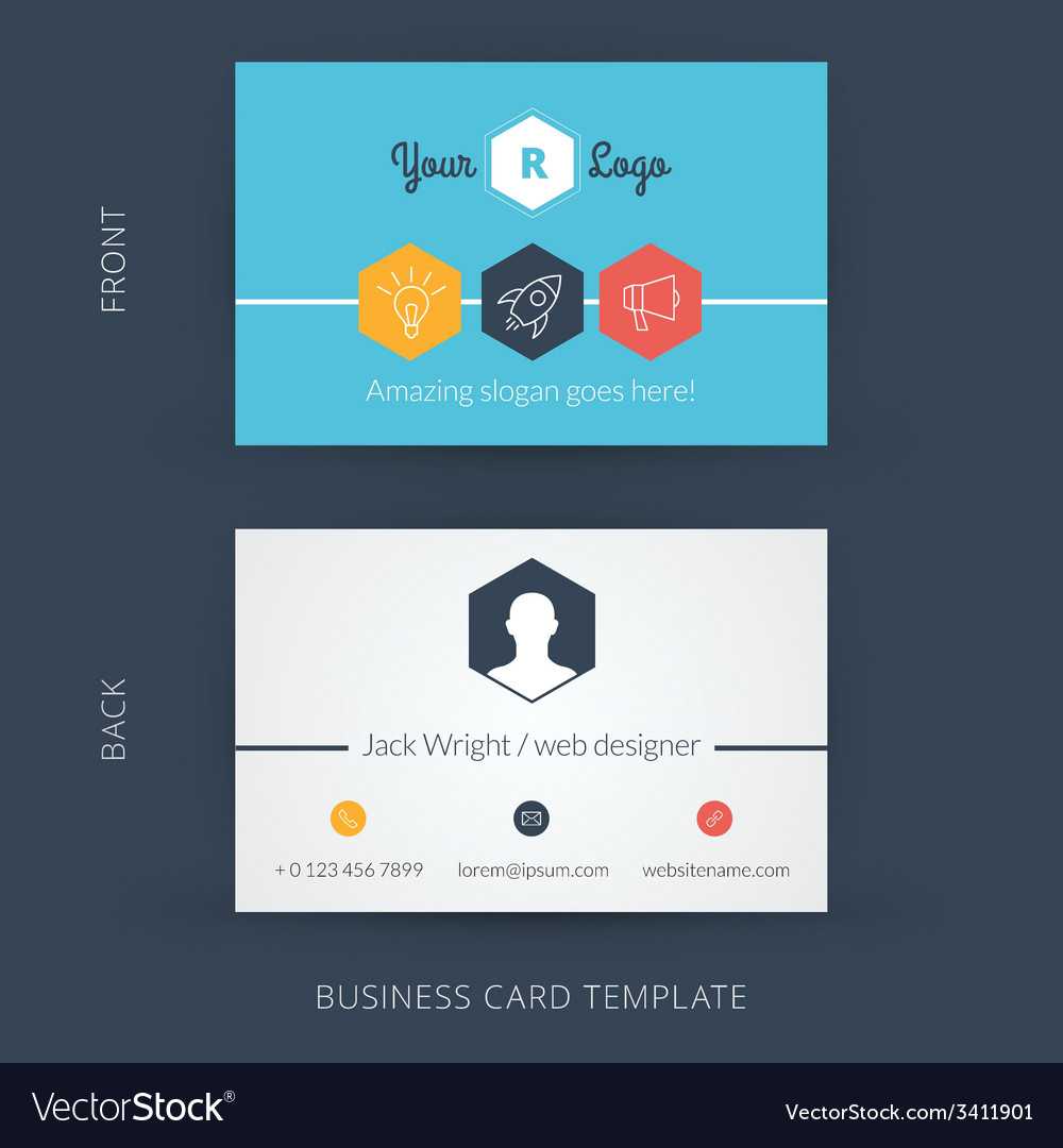 Modern Creative Business Card Template Flat Design Inside Web Design Business Cards Templates