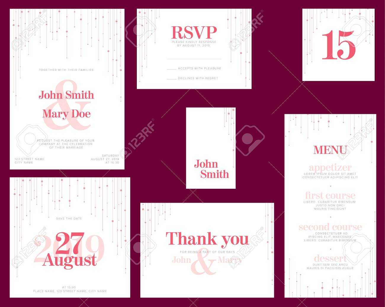 Modern Pink Wedding Suite Collection Card Templates With Pink.. With Regard To Table Name Card Template
