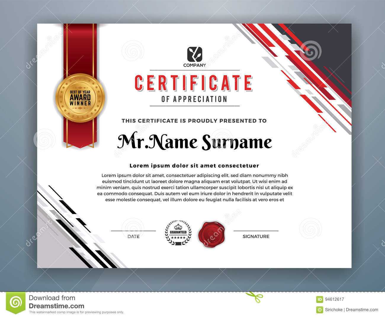 Modern Professional Certificate Template Stock Vector With Regard To Professional Award Certificate Template