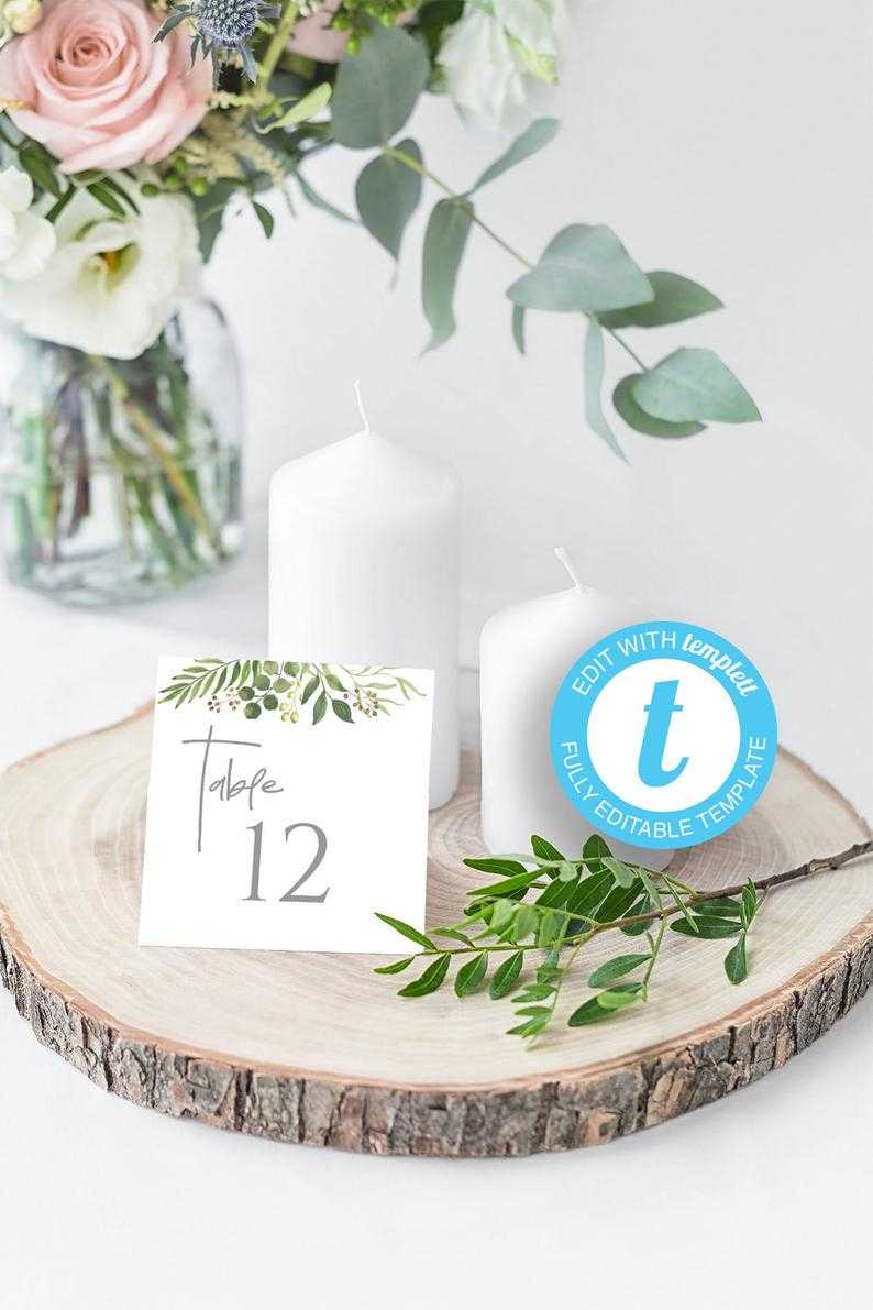 Modern Wedding Table Numbers, Printable 5X5 Templates, Reserved Table, Top  Table / Chic Calligraphy & Natural Greenery Wedding Ideas Inside Reserved Cards For Tables Templates