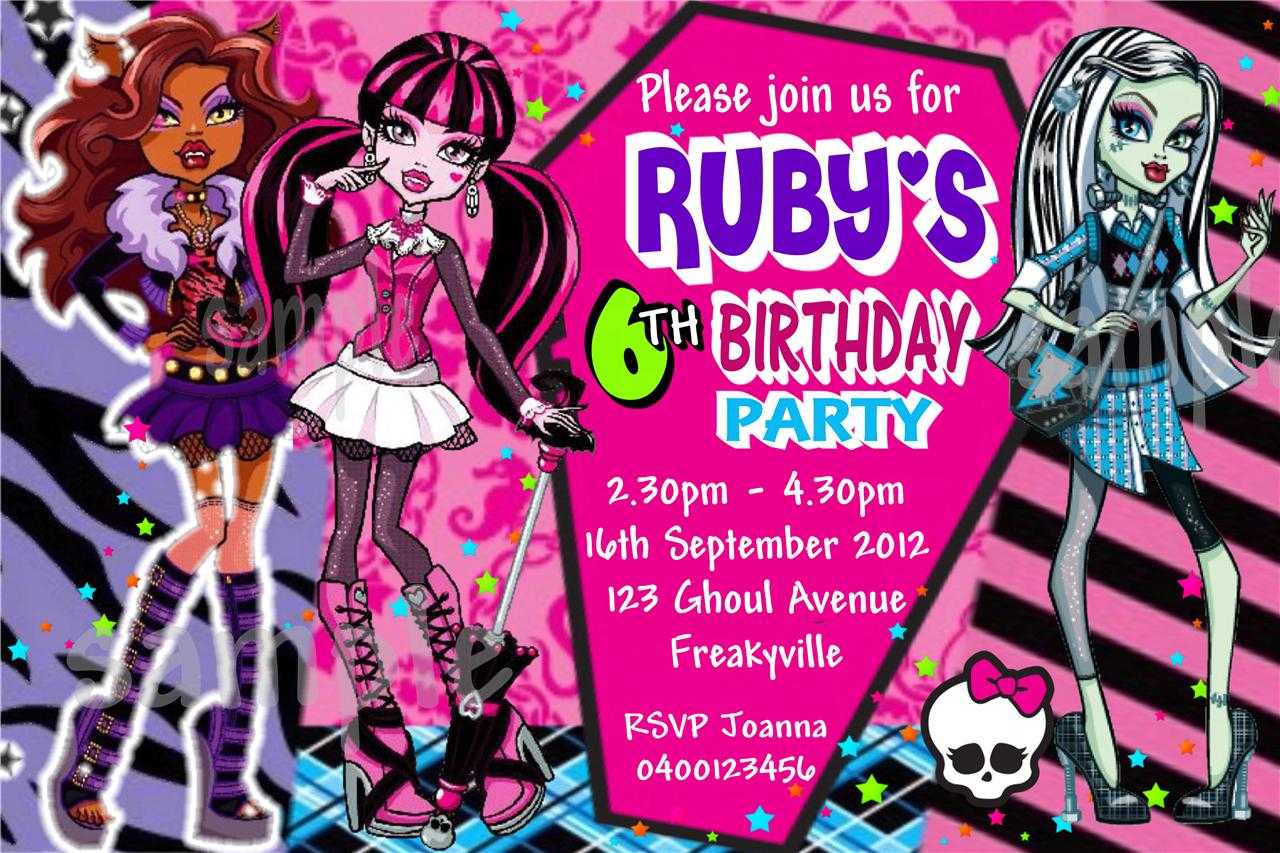 Monster High Birthday Invitations Free | | Dolanpedia Pertaining To Monster High Birthday Card Template