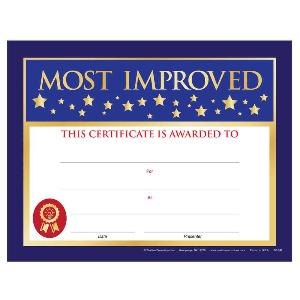 Most Improved Gold Foil Stamped Certificates – Pack Of 25 Throughout Officer Promotion Certificate Template