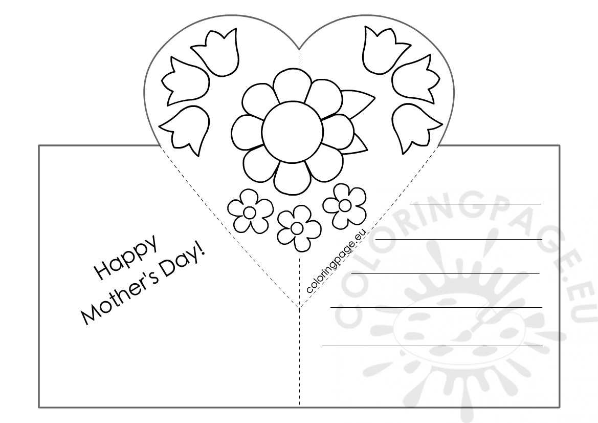 Mothers Day Card With Heart Pop Up Template – Coloring Page Pertaining To Pop Out Heart Card Template