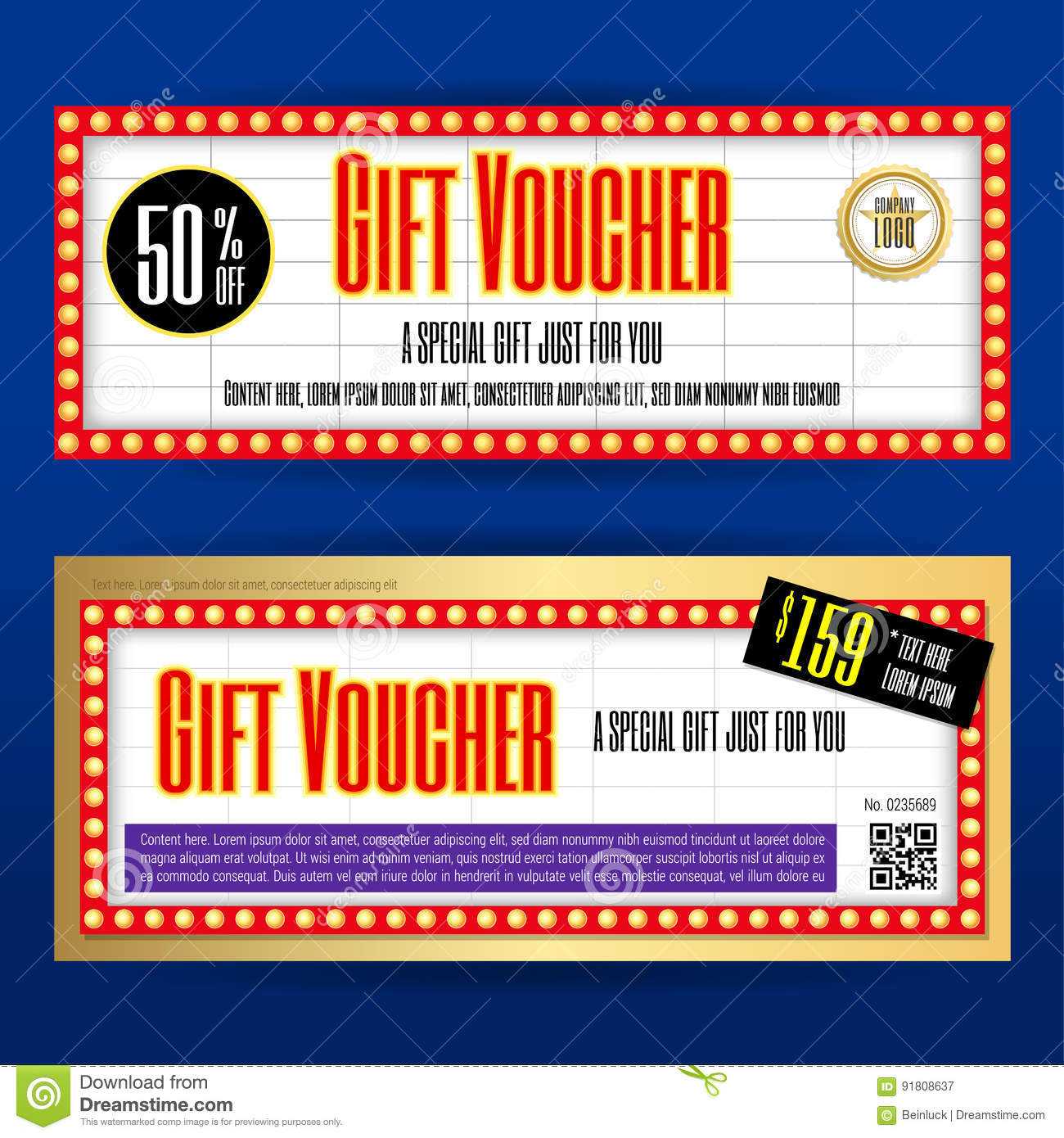 Movie Ticket Sign Theme Gift Voucher Or Gift Coupon Template Regarding Movie Gift Certificate Template