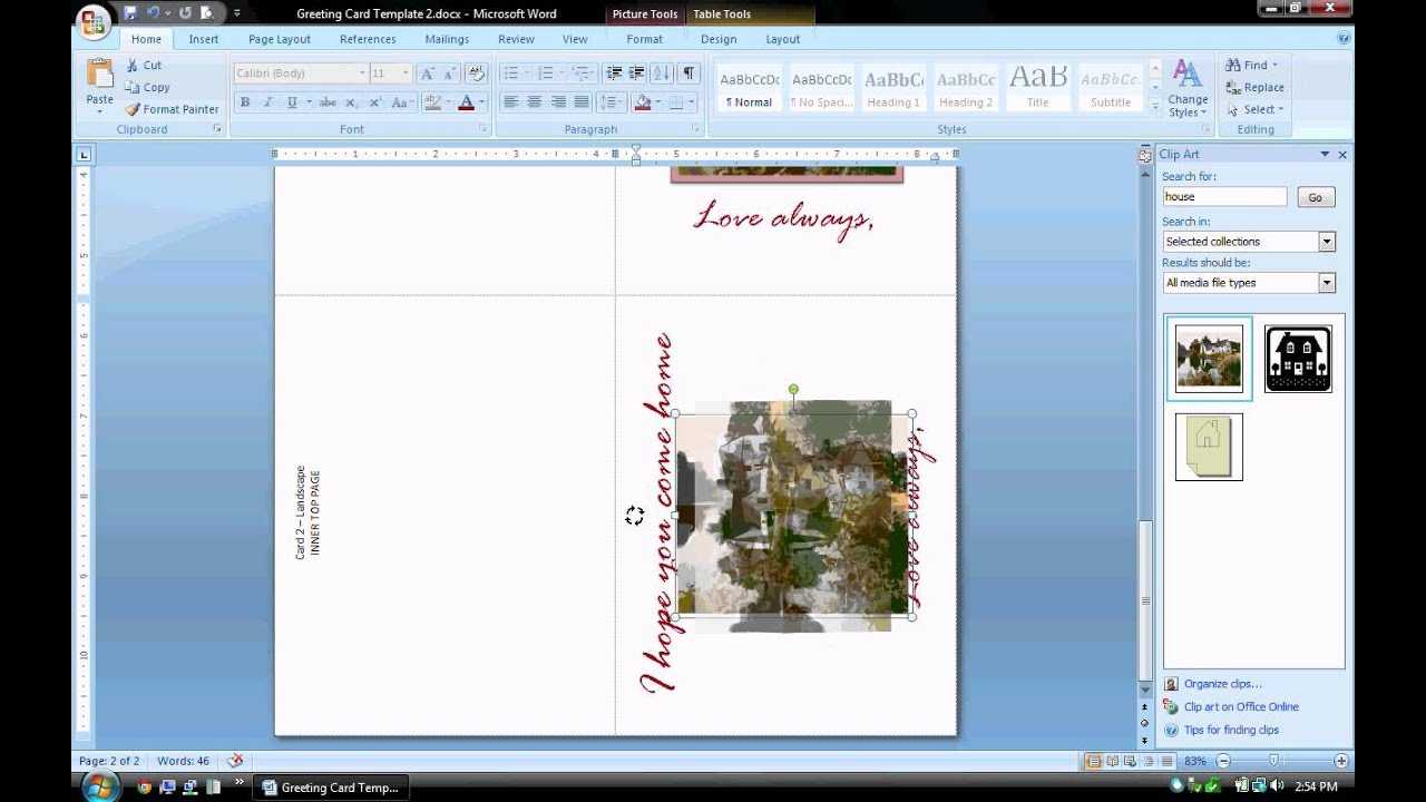 Ms Word Tutorial (Part 2) - Greeting Card Template, Inserting And  Formatting Text, Rotating Text Inside Microsoft Word Birthday Card Template