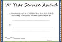 Multi-Year Service Award Certificate Template pertaining to Certificate For Years Of Service Template