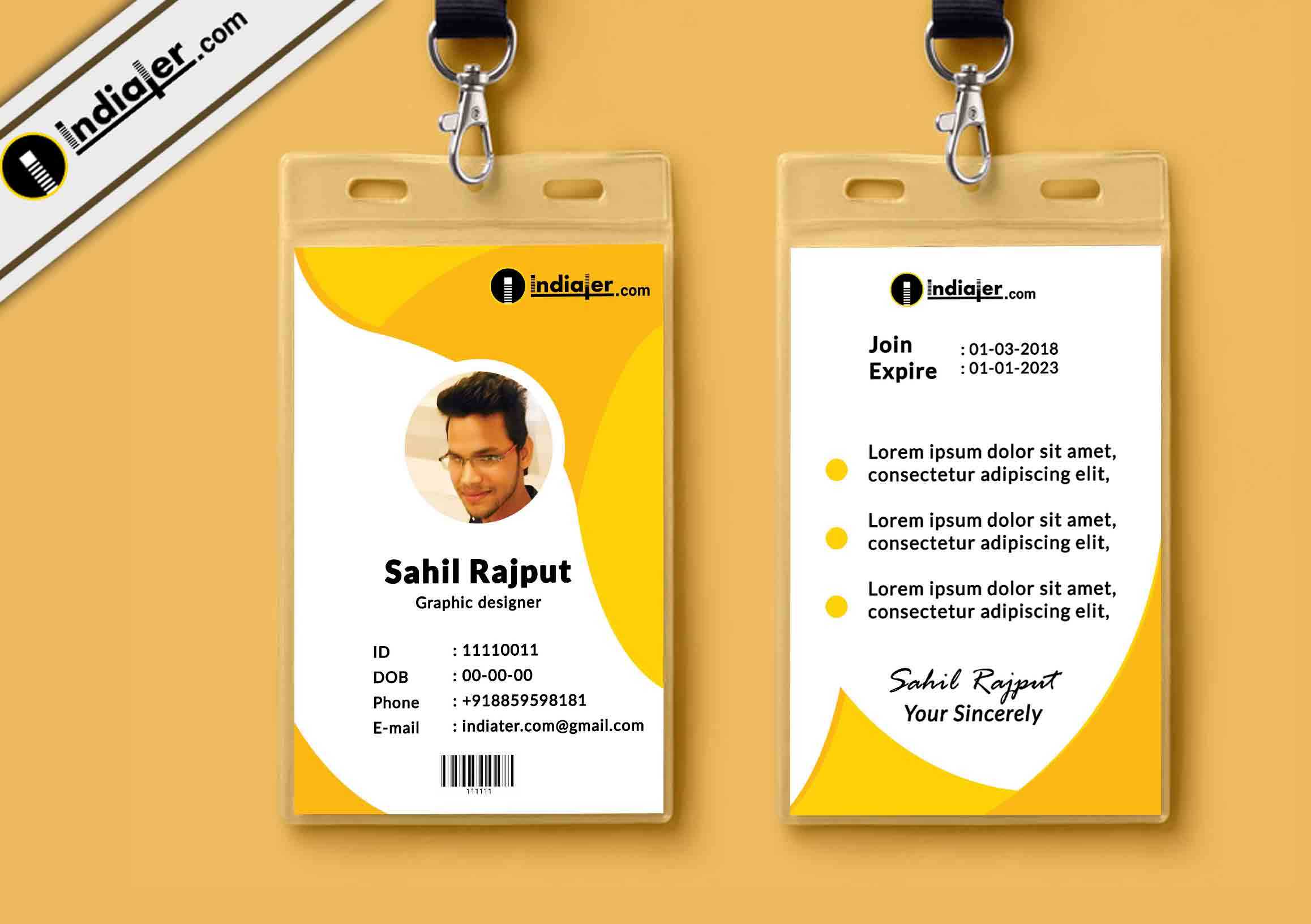 Multipurpose Corporate Office Id Card Free Psd Template Pertaining To College Id Card Template Psd