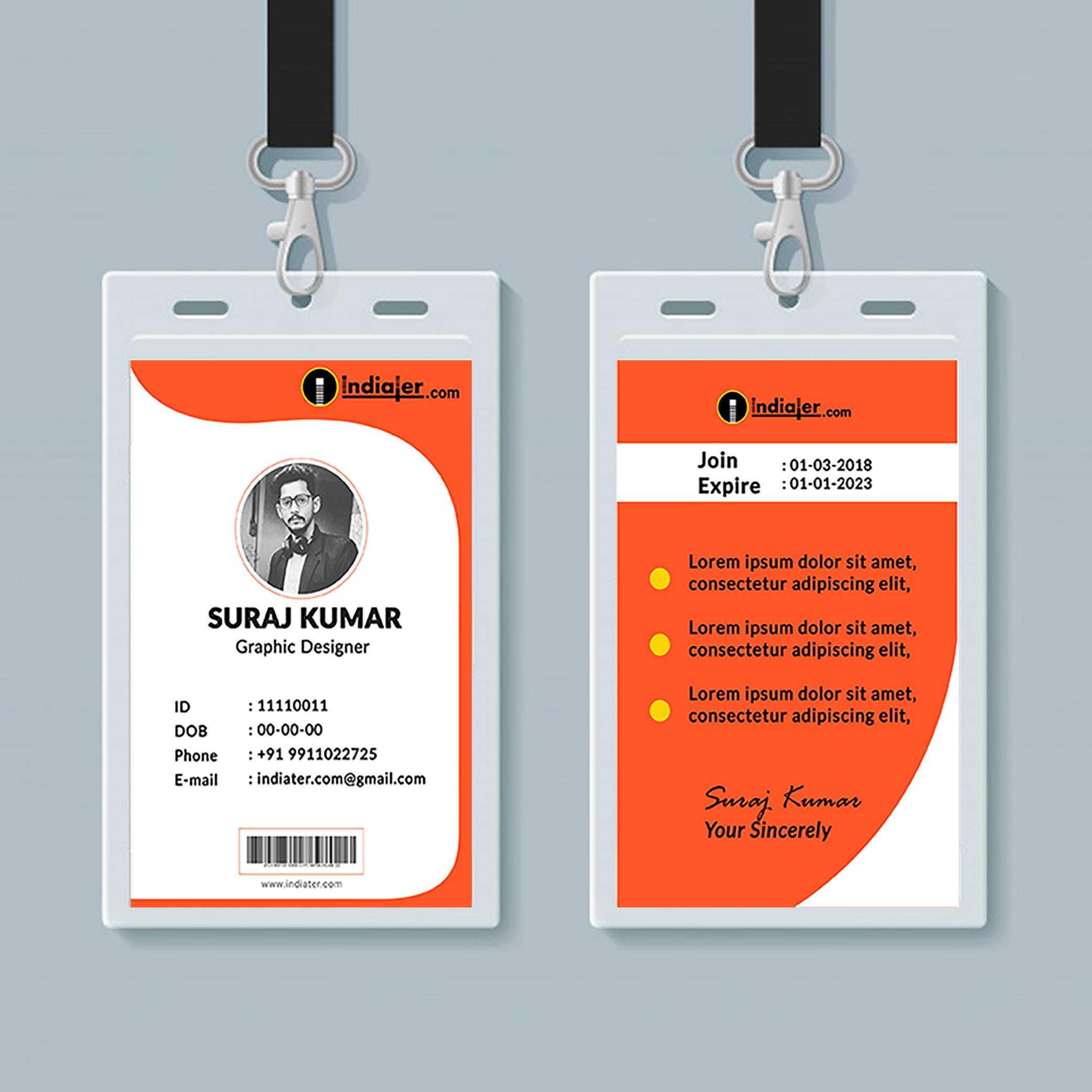 Multipurpose Corporate Office Id Card Free Psd Template With Media Id Card Templates