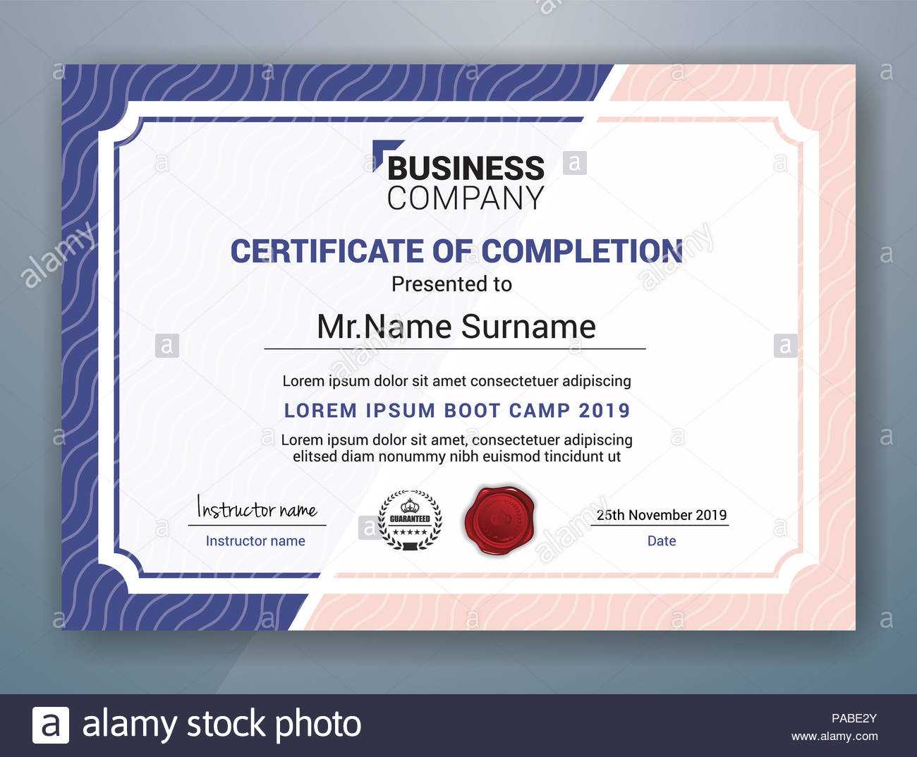 Multipurpose Professional Certificate Template Design For Pertaining To Boot Camp Certificate Template