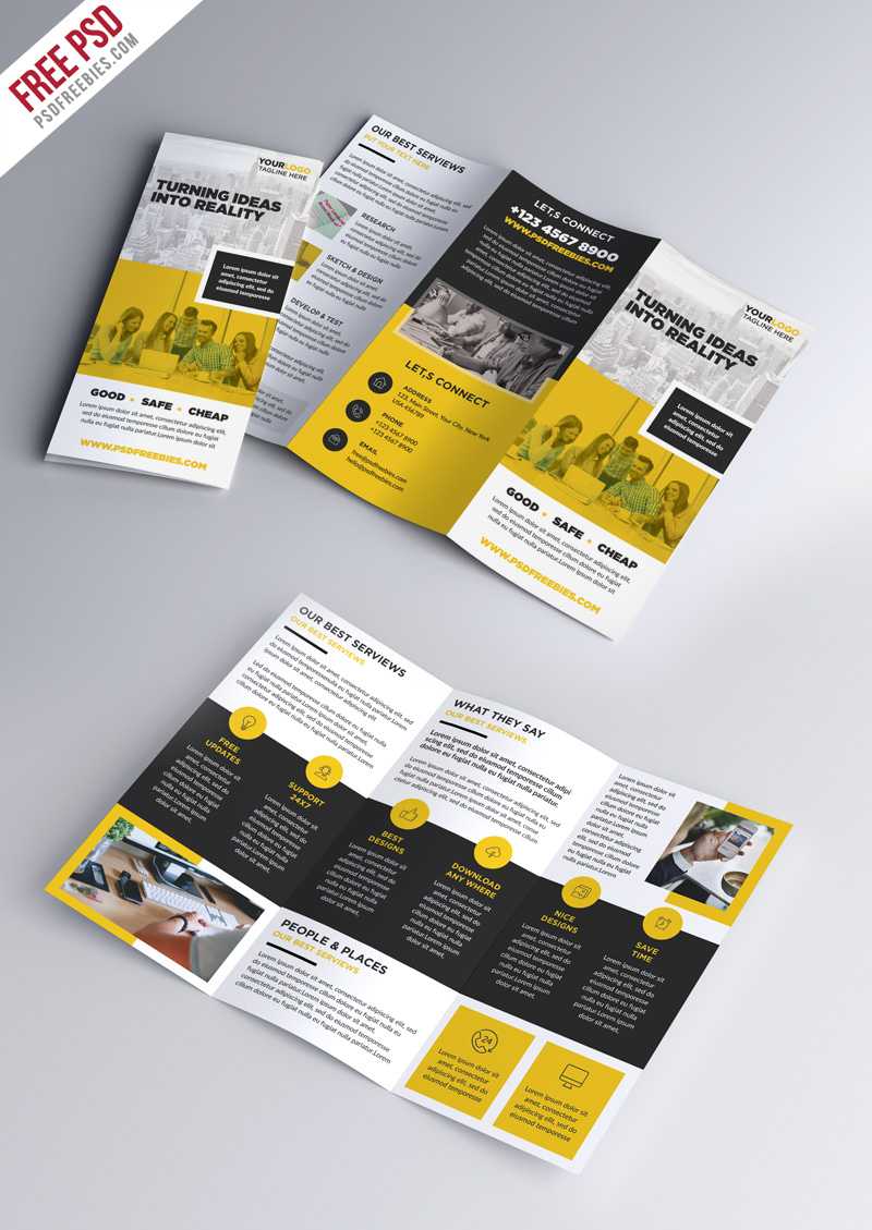 Multipurpose Tri Fold Brochure Psd Template | Psdfreebies Throughout Brochure Psd Template 3 Fold