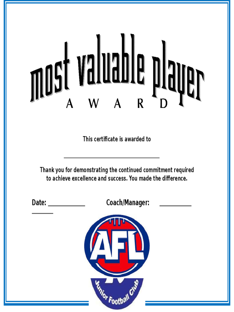 Mvp Award Certificates – Calep.midnightpig.co For Track And Field Certificate Templates Free