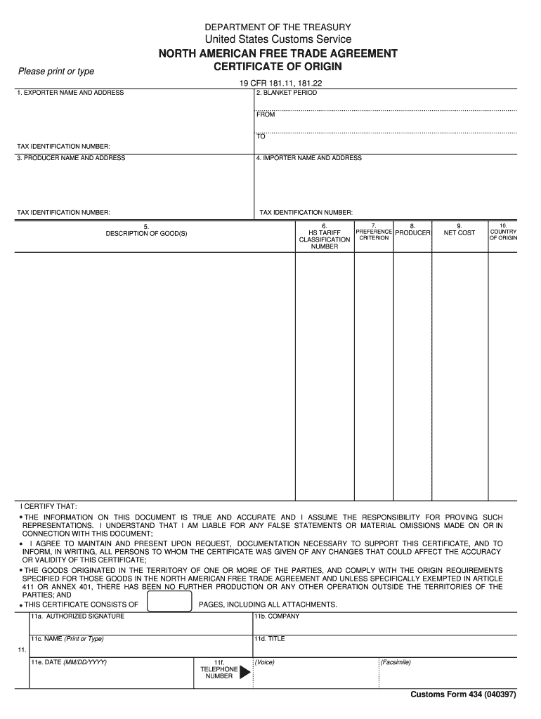 Nafta Form – Fill Online, Printable, Fillable, Blank | Pdffiller In Nafta Certificate Template