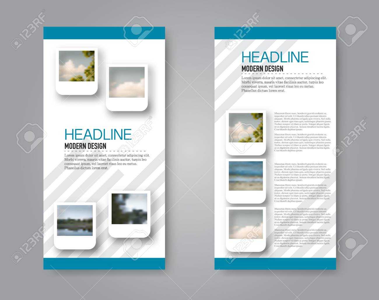 Narrow Flyer And Leaflet Design. Set Of Two Side Brochure Templates Throughout Mac Brochure Templates
