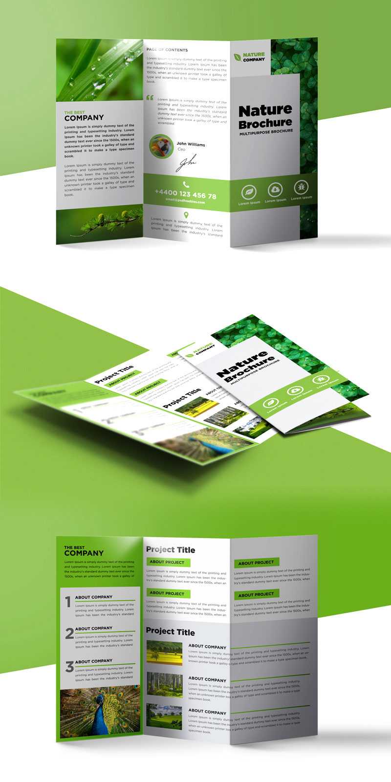 Nature Tri Fold Brochure Template Free Psd | Psdfreebies Intended For Free Three Fold Brochure Template