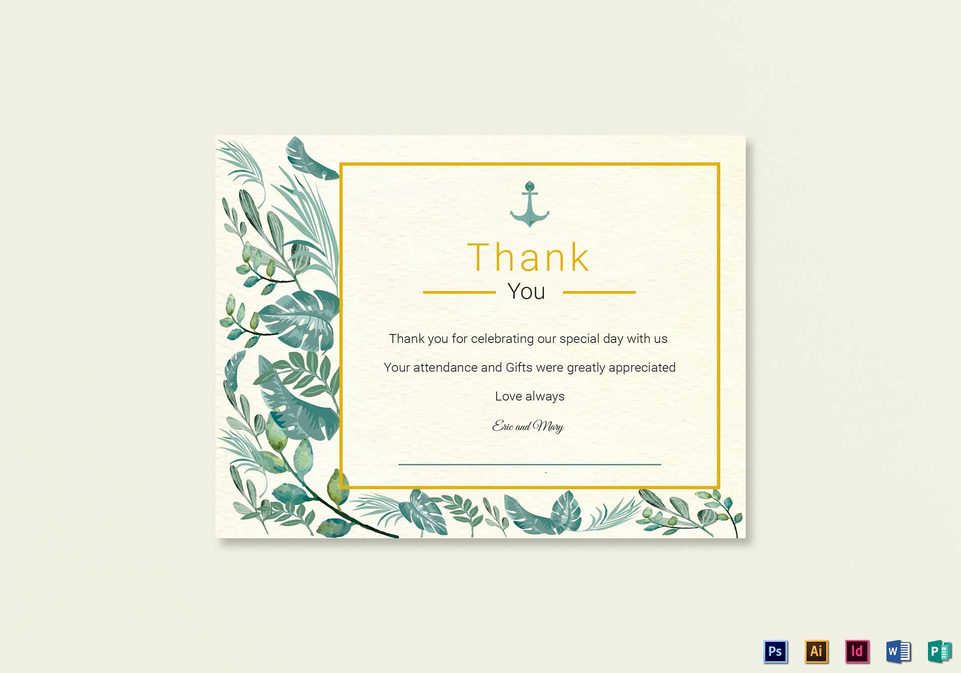 Nautical Thank You Card Template In Thank You Card Template Word