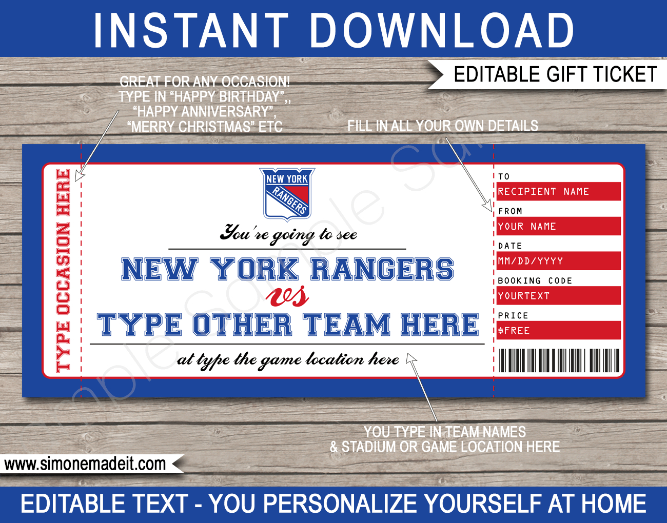 New York Rangers Gift Vouchers Throughout Hockey Certificate Templates