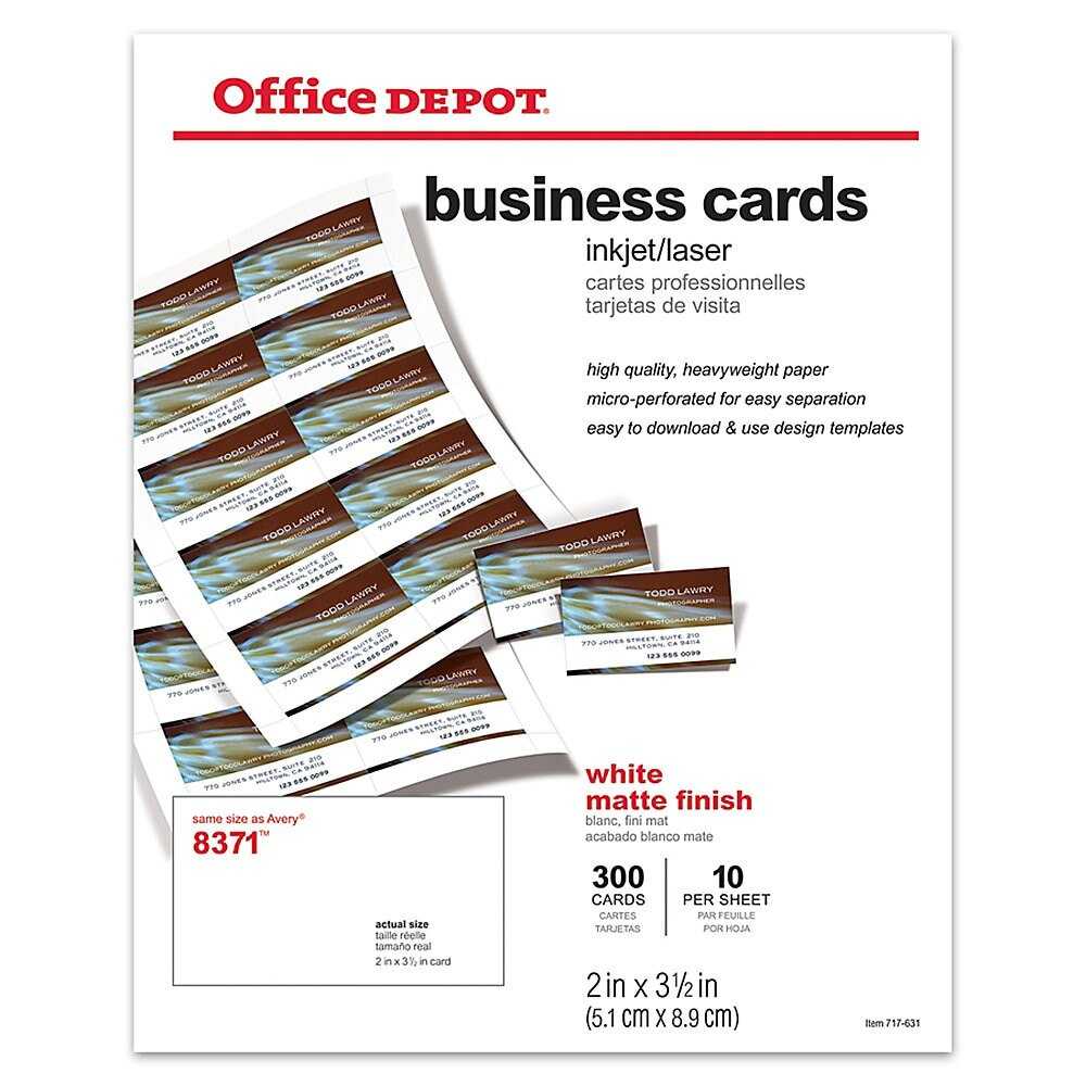 Office Depot Matte Business Cards, 2In. X 3 1/2In., White, Pack Of 300,  98032 With Office Depot Business Card Template
