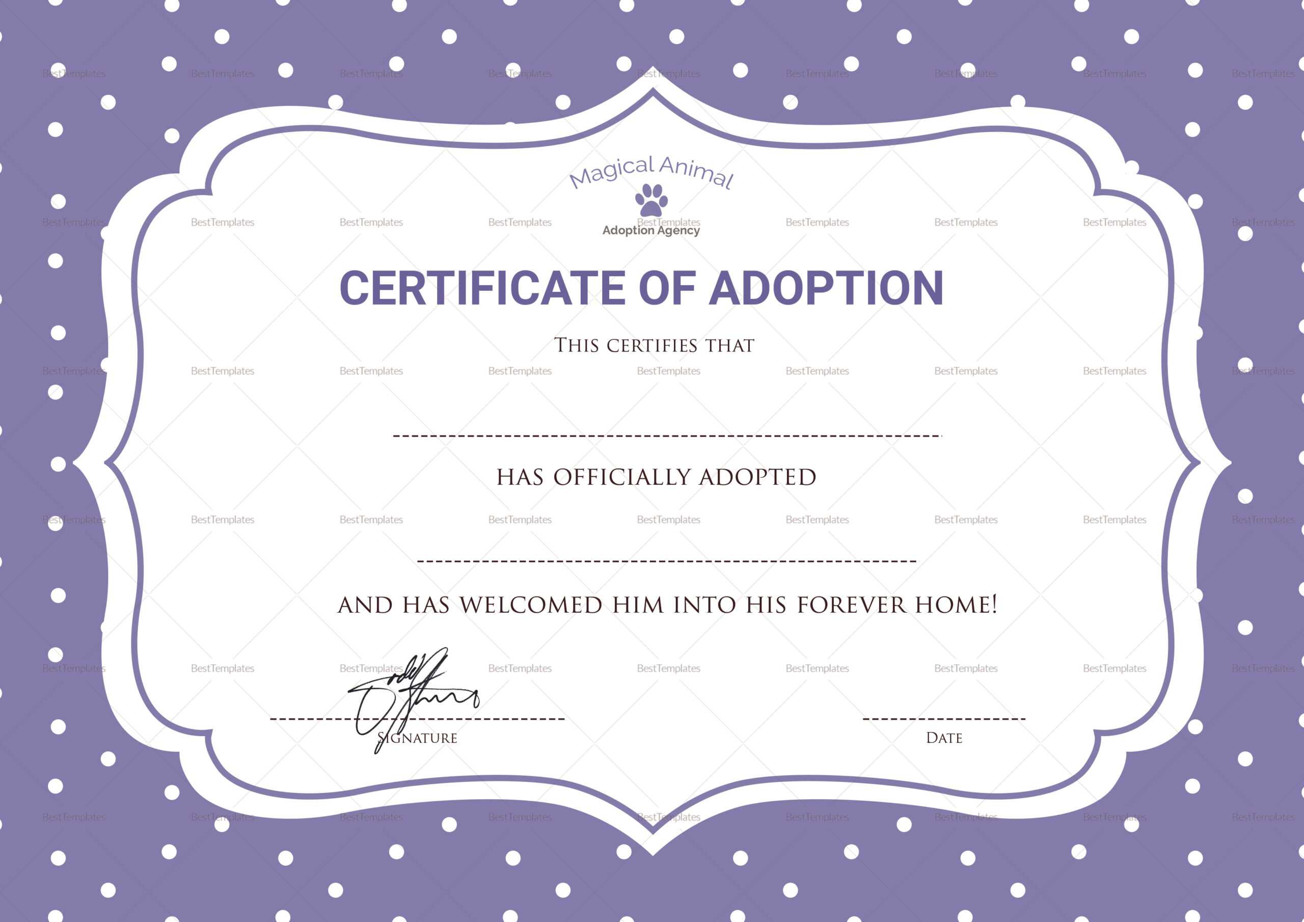 Official Adoption Certificate Template Within Adoption Certificate Template